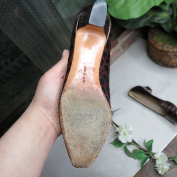 Ferragamo croc print classic office pumps 7.5 - Picture 3 of 8